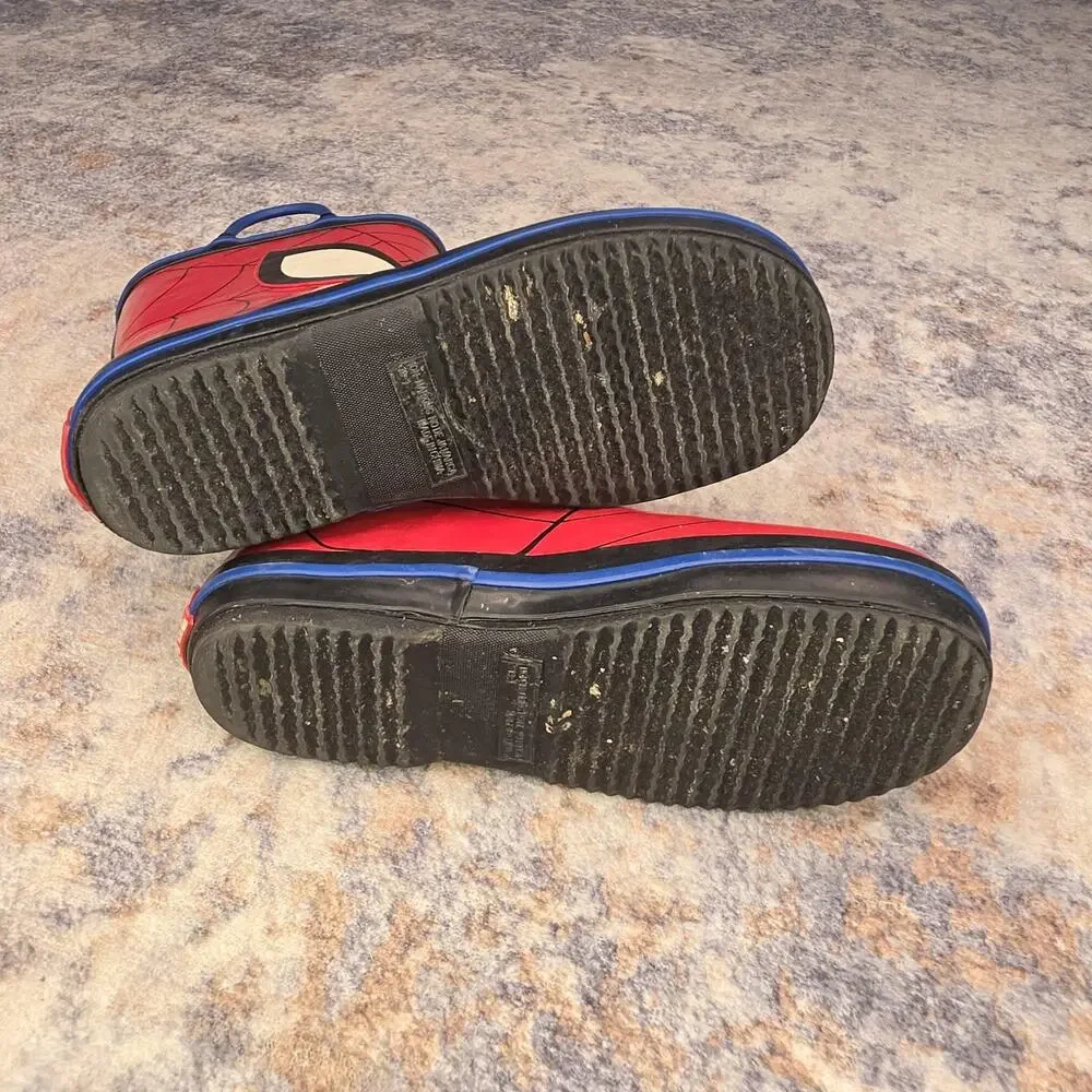 Marvel Boots Kids Size 13 Red Spider-Man Web Rain Waterproof Outdoor Pull On